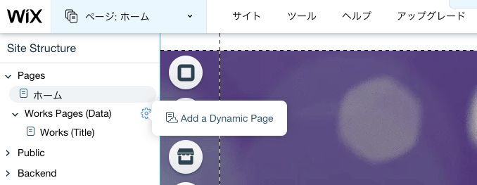 Add a Dynamic Page メニュー